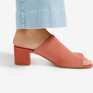 Everlane The Glove Mule in ReKnit Pink Ribbed Block Heels Salmon Pink